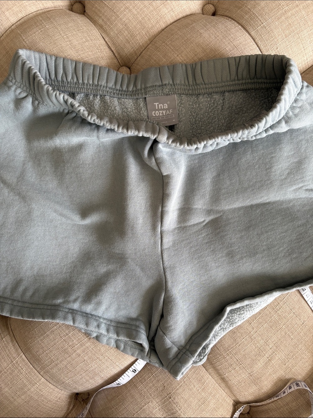TNA Aritzia CozyAF Women's Pale Green blue Athletic Lounge Shorts